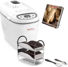 Load image into Gallery viewer, Moulinex Home Bread Baguette Machine à petits pains, 16 programmes, Résultats homogènes, Jusqu'à 1,5 kg de pain frais, Plaques croustillants, 3 niveaux de dorage OW610110, Blanc