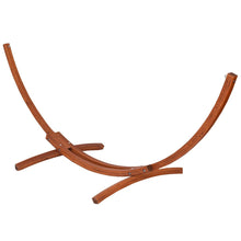 Load image into Gallery viewer, Hamac 1 Place 200x100cm avec Support en Bois de Mélèze Russe Capacité 120kg en Polyester Métal 313x115x120cm Naturel -