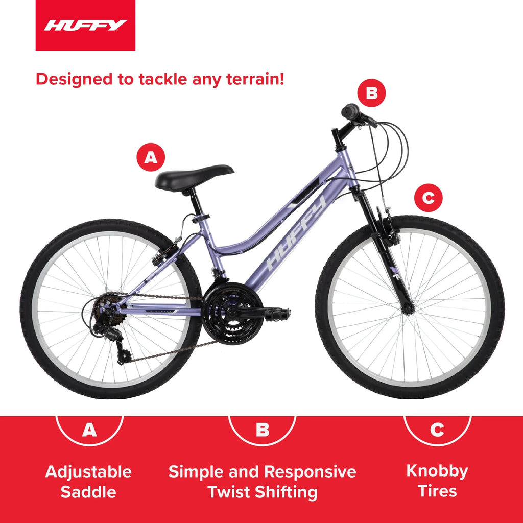 Huffy 24" Rock Creek Mountain Bike, Fits Riders 4'8" - 5'8", Purple, Adult, Women'S