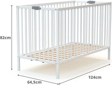 Load image into Gallery viewer, WEBABY - Lit bébé pliant 60x120cm Blanc | Bois massif | Dès la naissance |Confort de sommeil | Sommier à lattes | Compact | Transportable | Pliable |Gain de place | Lit de voyage