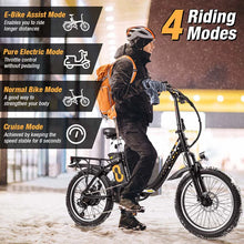 Load image into Gallery viewer, Folding Electric Bike for Adults with 20" Fat Tires, 750W Brushless Motor, 30MPH, 44-Mile Range, LCD Display &amp; Fork Suspension for Snow/Sand Commuting
