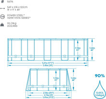 Load image into Gallery viewer, Bestway 56946 Piscine Power Steel™ Swim Vista ovale 488 x 305 x 107 cm motif rotin avec hublots, filtration à sable, échelle, bâche et diffuseur Chemconnect™
