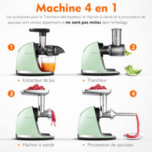 Load image into Gallery viewer, AMZCHEF Extracteur Jus - Extracteur de Jus de Fruits et Légumes - Presses-agrumes à Froid sans BPA avec 2 Tasses et Brosse - Fonction de Mastication Inversée pour Éviter les Blocages - Argent