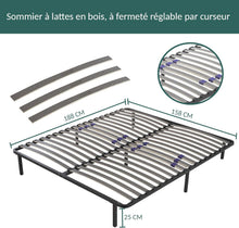Load image into Gallery viewer, SAMPUR - Sommier Essentiel 140x190 cm | Résistant et Confortable | 7 Pieds Inclus | Lattes réglables | Cadre métal laqué époxy | Sommier 1 ou 2 Personnes | Montage Rapide et Facile
