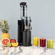 Load image into Gallery viewer, H.Koenig GSX12 Vertical Juice Extractor Stainless Steel Black, Fruit and Vegetable Juice, BPA Free, 82 mm Wide Mouth, Soft Pressure, 1 Litre, 400 W