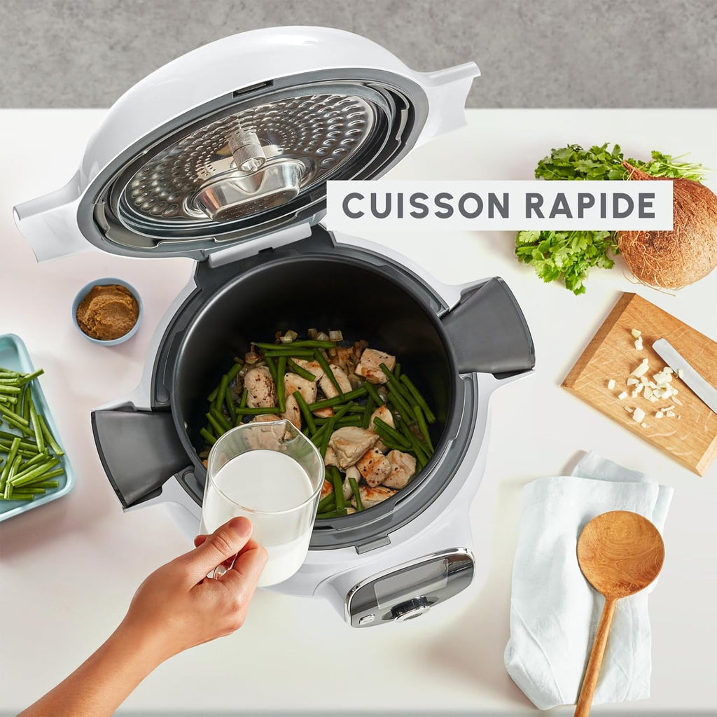 Moulinex, Cookeo Multicuiseur intelligent 6L, 150 recettes intégrées, Cuisson sans surveillance, Ecran intuitif, Guide de cuisson, Application MyMoulinex, 1600W, Blanc, 15 ans réparabilité