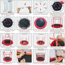 Load image into Gallery viewer, Trampoline pour Enfants, Trampoline réglable pour bébé avec Panier de Basket-Ball, Trampoline intérieur et extérieur de 200 kg avec enclos