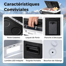 Load image into Gallery viewer, Glacière Électrique Portable Double Zone 40L Réfrigérateur de Voiture 12 V à Compresseur -20℃ ~ 2012/24V CC et 100-240V CA Noir -