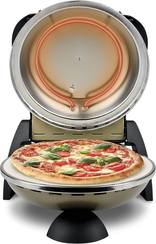 G3 Ferrari G10006 Pizza Express Delizia, 1200 W Pizza Oven, Adjustable Thermostat up to 400°C, Cooks Tasty Pizza in 5 Minutes, Double Resistance, Recipe Book and Spatulas Included - Black