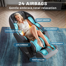 Load image into Gallery viewer, HealthRelife Fauteuil de Massage pour Tout Le Corps - Chaise de Massage Intelligente Zero Gravity - Mains robotiques 3D avec Rail SL - Fauteuil de Relaxation Bluetooth - Noir