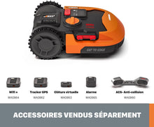 Load image into Gallery viewer, WORX LANDROID Vision WR206E.1, Robot Tondeuse sans Fil périphérique 600 m² Surf.Max 700 m², Installation en 30 Min, Caméra 4K + IA Adaptative, évite Tous Les Obstacles, Coupe des Bordures, Multizone