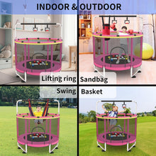 Load image into Gallery viewer, Trampoline pour Enfants, Trampoline réglable pour bébé avec Panier de Basket-Ball, Trampoline intérieur et extérieur de 200 kg avec enclos
