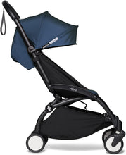 Load image into Gallery viewer, Poussette BABYZEN YOYO2 6+ (Cadre noir + pack couleur Aqua) - Comprend un harnais, un dossier, des arceaux de capote, une bandoulière, un coussin d’assise, et une capote assortie