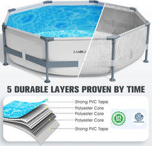 Load image into Gallery viewer, LanBlu Piscine Tubulaire Ronde 300 x 300 x 76cm, Piscine Hors Sol Ronde avec Matériau Anti-Crevaison, Grande Piscines Steel Frame Adulte Vidange Rapide, Piscines Tubulaire Jardin pour Toute la Famille