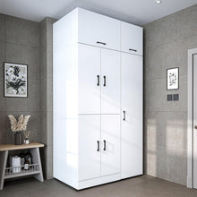 Load image into Gallery viewer, ROOMART Dora - Armoire de machine à laver - Pour sèche-linge et machine à laver - En 4 couleurs - Avec portes et panneau coulissant - Blanc - Chêne blanc - Chêne anthracite - Chêne blanc (chêne blanc)