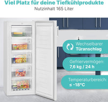 Load image into Gallery viewer, Congélateur 165L blanc Bomann GS7317-1-blanc, Volume net : 165 litres, pose libre, Éclairage intérieur à LED, Température réglable, silencieux, economique Congélateur 4 étoiles
