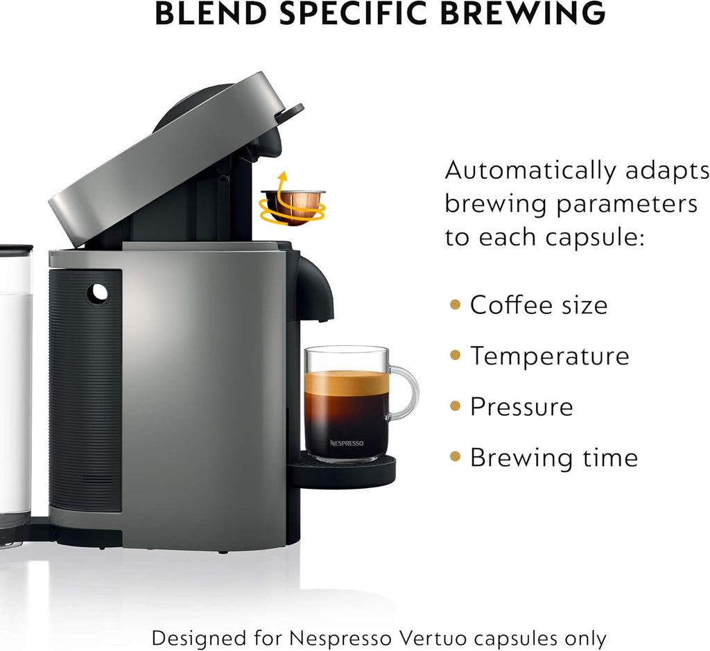 Nespresso Vertuo Plus Coffee and Espresso Maker By De'Longhi, Ink Black