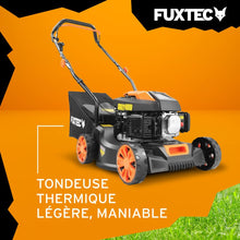 Load image into Gallery viewer, FUXTEC Tondeuse thermique pousse FX-RM4646ECO - Tres bon rapport qualit-prix - Easy Clean 3en1 largeur de coupe 46cm - bac de ramassage 50L