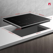 Load image into Gallery viewer, GASLAND IH774BFB Plaque de Cuisson Induction encastrable 77 cm, 4 foyers avec cadre en inox, zone spéciale BBQ, PowerBoost, 7000W (Poêle non incluse)