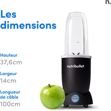 Load image into Gallery viewer, Nutribullet Pro 1200, Blender électrique, Broyeur, Smoothie Blender, Blender multifonctions, puissance 1200w, verres 700ml et 900ml, noir, NB120MB