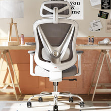 Load image into Gallery viewer, HOLLUDLE Chaise de Bureau Ergonomique avec Support Lombaire 3D &amp; accoudoirs 3D réglables – Design en V du Dos, Fauteuil de Bureau Confortable pour Bureau et Maison, Blanc