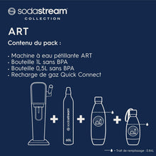 Load image into Gallery viewer, SodaStream ART Sparkling Water and Soda Machine | Pack of 1 Bottle 1 L + 1 Bottle 0.5 L Dishwasher Safe + 1 60L Gas Refill Clip On | Black [Amazon Exclusive]