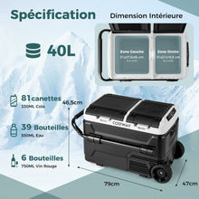 Load image into Gallery viewer, Glacire lectrique Portable Double Zone 40L Rfrigrateur de Voiture 12 V  Compresseur -20鈩兟爚聽20鈩12/24V CC et 100-240V CA Noir -