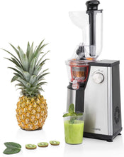 Load image into Gallery viewer, H.Koenig GSX12 Vertical Juice Extractor Stainless Steel Black, Fruit and Vegetable Juice, BPA Free, 82 mm Wide Mouth, Soft Pressure, 1 Litre, 400 W