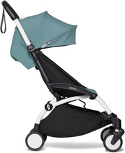 Load image into Gallery viewer, Poussette BABYZEN YOYO2 6+ (Cadre noir + pack couleur Aqua) - Comprend un harnais, un dossier, des arceaux de capote, une bandoulière, un coussin d’assise, et une capote assortie