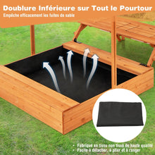 Load image into Gallery viewer, Bac à Sable en Bois pour Enfants avec Couvercle Aire de Jeux avec Table Sensorielle Pliable &amp; Banc Parasol Ajustable pour 3+ Ans Naturel