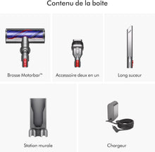 Load image into Gallery viewer, Dyson V8 Advanced™ Aspirateur Balai sans Fil – 130 AW, 40 Min d’autonomie, Brosse Motorbar Auto-démêlante, Accessoires combinés, Station Murale, Argent/Nickel