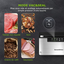 Load image into Gallery viewer, Bonsenkitchen Food Vacuum Sealer Machine, 5 Modes-8L/min, Globefish Technology for Continuous Work at High Speed, Includes 100 Vacuum Bags and 1 Roll Bag