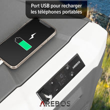Load image into Gallery viewer, Arebos Glacière compresseur 26 l | Glacière électrique avec application et contrôle intelligent | Réfrigérateur mobile avec port USB | jusqu'à -20 °C | 12/24 V 230 V | Pour voiture, camion, camping,