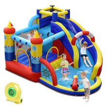 Load image into Gallery viewer, Château Gonflable Style Bateau avec Toboggan Incurvé Zone de Saut Mur d'Escalade avec Gonfleur 450 W