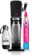 Load image into Gallery viewer, SodaStream ART Sparkling Water and Soda Machine | Pack of 1 Bottle 1 L + 1 Bottle 0.5 L Dishwasher Safe + 1 60L Gas Refill Clip On | Black [Amazon Exclusive]