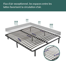 Load image into Gallery viewer, SAMPUR - Essential bed base 140 x 200 cm | Durable and comfortable | Feet included | Adjustable slats | Epoxy lacquered metal frame | Quick and easy assembly
