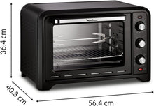 Load image into Gallery viewer, Moulinex Four électrique 39 L, 7 modes de cuisson, Chaleur tournante, Thermostat réglable jusqu’à 240° C, Tournebroche, Minuteur 120 min, Grille réversible, Optimo noir OX485810