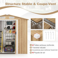 Load image into Gallery viewer, Abri de Jardin 2.3㎡ en Acier Galvanisé Anti-UV 196x142x186cm Cabane de Jardin Exterieur 3.7m³ avec Porte Coulissante Rampe Naturel