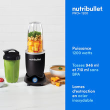 Load image into Gallery viewer, Nutribullet Pro 1200, Blender électrique, Broyeur, Smoothie Blender, Blender multifonctions, puissance 1200w, verres 700ml et 900ml, noir, NB120MB