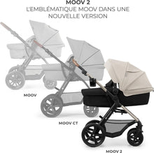 Load image into Gallery viewer, Kinderkraft MOOV2 Poussette 3 en 1, Système de voyage de la naissance à 27 kg, Siège auto Mink PRO I-Size inclus, Capote extensible avec filtre UPF50+, Accessoires pratiques, Gris