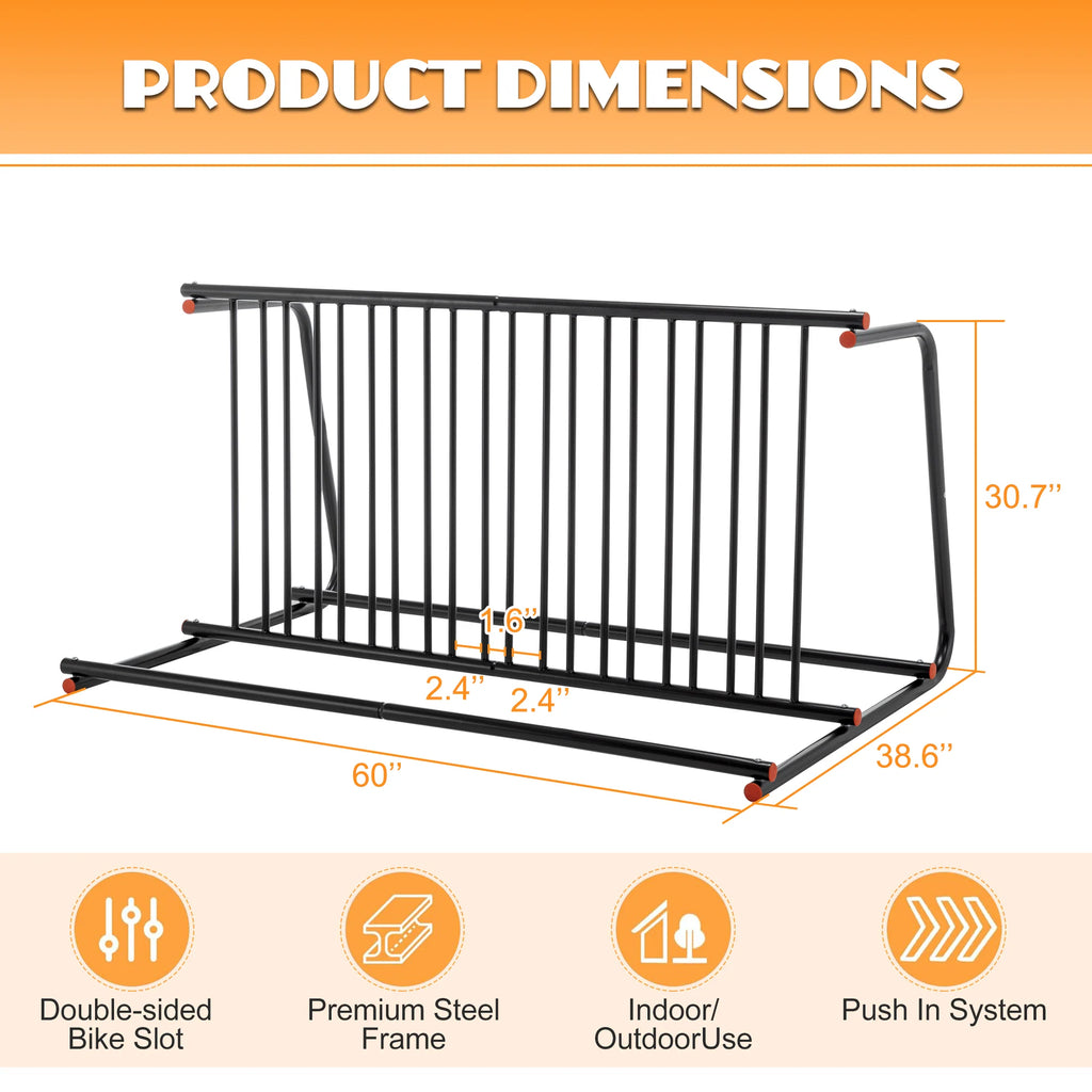 AECOJOY Commercial Floor Bike Rack Stand, 10-Bike Capacity Dual Sided Bicycle Storage Stand Floor Parking Stand