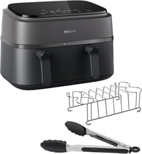 Load image into Gallery viewer, Philips Air Fryer 3000 Series Double Basket - Healthy, Fast and Versatile Cooking, 9 Litre Capacity, Touch Screen, Two Drawer Design (NA350/00)