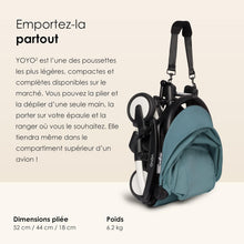 Load image into Gallery viewer, Poussette BABYZEN YOYO2 6+ (Cadre noir + pack couleur Aqua) - Comprend un harnais, un dossier, des arceaux de capote, une bandoulière, un coussin d’assise, et une capote assortie