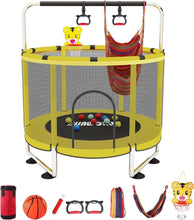 Load image into Gallery viewer, Trampoline pour Enfants, Trampoline réglable pour bébé avec Panier de Basket-Ball, Trampoline intérieur et extérieur de 200 kg avec enclos