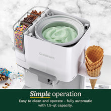 Load image into Gallery viewer, Cuisinart Sorbetière | machine à crème glacée, yaourt glacé, gelato, sorbet, sans produits laitiers | Distributeur de garniture | facile à utiliser | 1.42L fait 6 portions | Prêt en 20mins | ICE48U