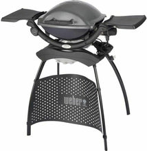 Load image into Gallery viewer, Weber Q1400 Barbecue électrique avec support, surface de cuisson 43 x 32 cm, nomade, grille en fonte émaillée divisée en 2 parties, couvercle et cuve en fonte d'aluminium - Gris foncé (52020853)