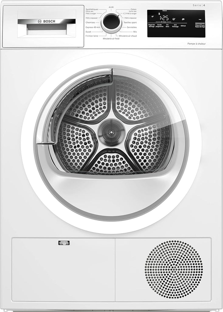 Bosch Electroménager Sèche-linge pompe à chaleur WTH83V13FR - Série 4-8 kg - 112 L - Design AntiVibration - Blanc, Blanche