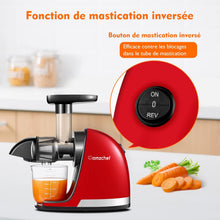 Load image into Gallery viewer, AMZCHEF Extracteur Jus - Extracteur de Jus de Fruits et Légumes - Presses-agrumes à Froid sans BPA avec 2 Tasses et Brosse - Fonction de Mastication Inversée pour Éviter les Blocages - Argent