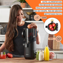 Load image into Gallery viewer, Slow Chewing, Slow Juicer, Fresh and Healthy Juice, Sorbet, Ice Cream, Mouth 75 mm, BPA Free, 240 Watts, Cold Pressure, Stainless Steel Black Fridja f1900