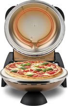 Load image into Gallery viewer, G3 Ferrari G10006 Pizza Express Delizia, 1200 W Pizza Oven, Adjustable Thermostat up to 400°C, Cooks Tasty Pizza in 5 Minutes, Double Resistance, Recipe Book and Spatulas Included - Black